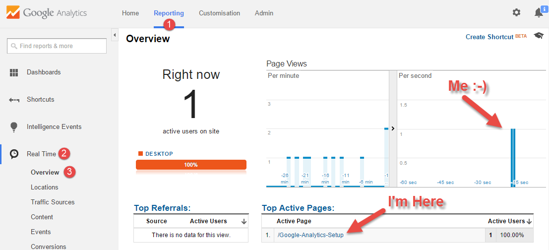 Google Analytics Real Time Report
